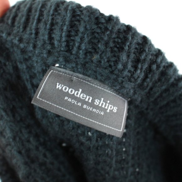 Wooden Ships Christy Zip Crew Mohair Wool Blend Knit Navy Sweater M/L Pullover - Picture 6 of 7